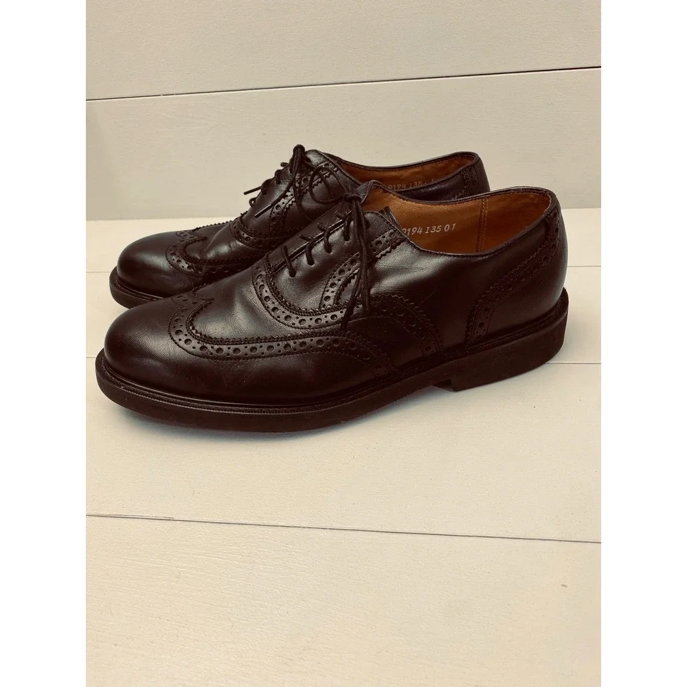 Florsheim Comfortech Wingtip Oxfords Shoes Mens 8 3E‎ Black Leather Vibram 20393